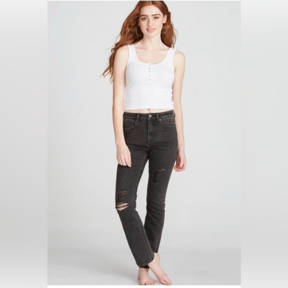 VIGOSS ACE HIGH RISE STRAIGHT LEG - BLACK WASH - Picture 1 of 8